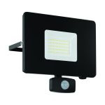 Eglo Wandleuchte Faedo 3 Aluminium Schwarz 53W 5800lm - 850 Kaltweiß | IP44 - Bewegungssensor